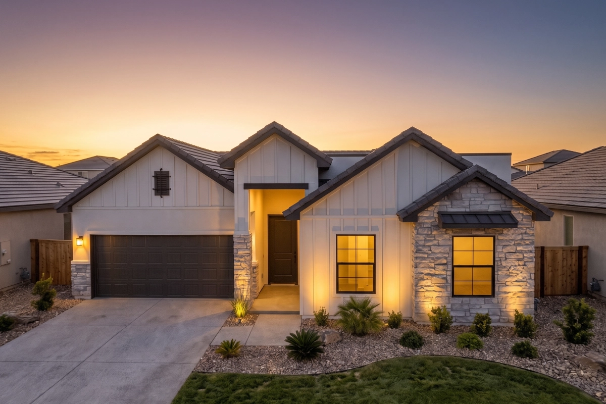 Elara F (Hillside) front elevation — Nueva Luna Builders new home in El Paso, Texas