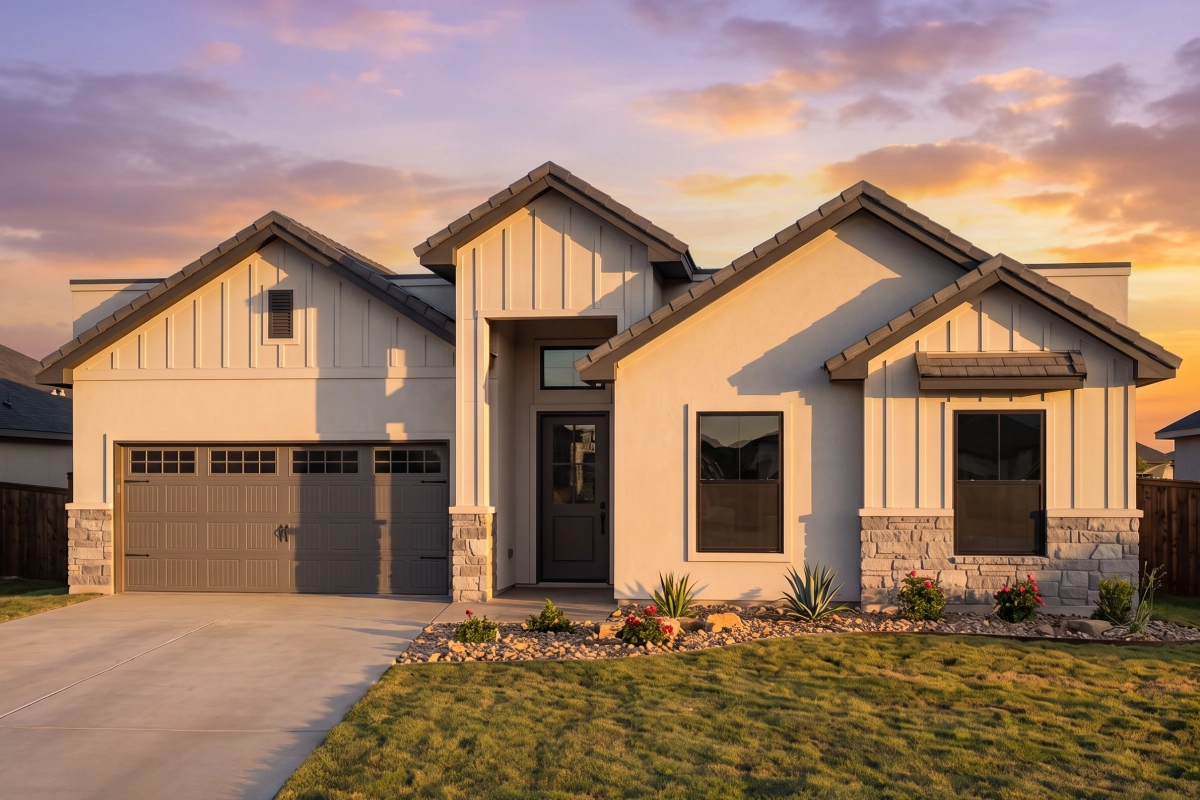 Elara F (Paseos) front elevation — Nueva Luna Builders new home in El Paso, Texas