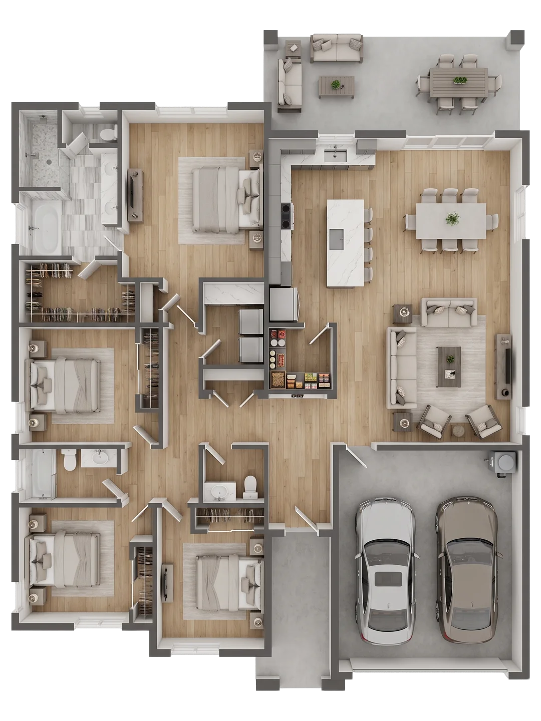 Io M floor plan — 2,119 sq ft, 4 bedrooms, 2.5 baths, 2-car garage